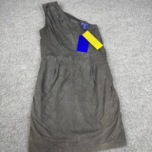 Jimmy Choo For H&M Leather One Shoulder Dress Womens 10 Gray Suede NWT Designer